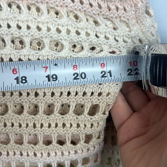 Gap neutral open crochet knit striped bell sleeve boho sweater size large - Picture 4 of 8